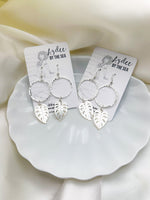 Sterling Silver Monstera Drop Earrings