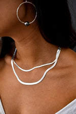 Sterling Silver Thin Herringbone Necklace