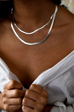 Sterling Silver Thin Herringbone Necklace