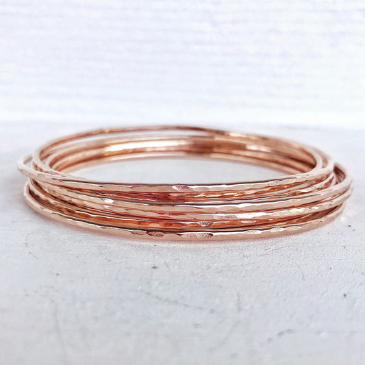 Rose Gold Hammered Bangles