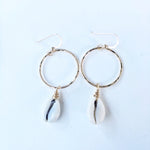 Cowrie Shell Gold Hoop Earrings