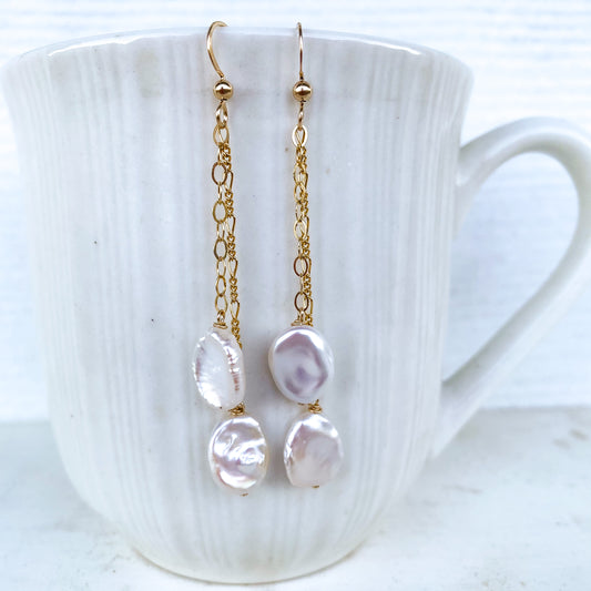 Double Drop Pearl Dangles