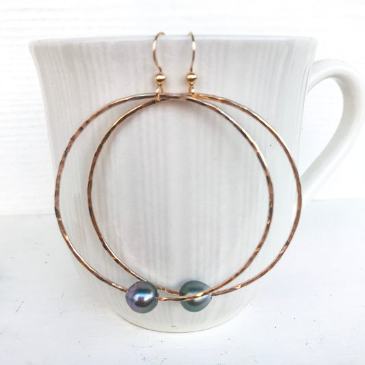 Tahitian Pearl Gold Hoops