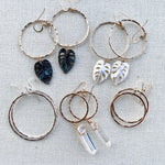 Monstera Drop Hoop Earrings