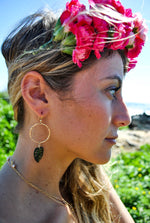 Monstera Drop Hoop Earrings